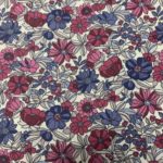 Tissu fleurs magenta fushia et bleu